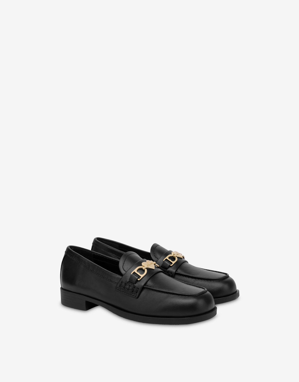 Calfskin college loafers Black Love Moschino 0
