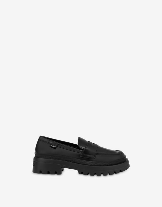 Mocassini in vitello abrasivato Nero Love Moschino 1