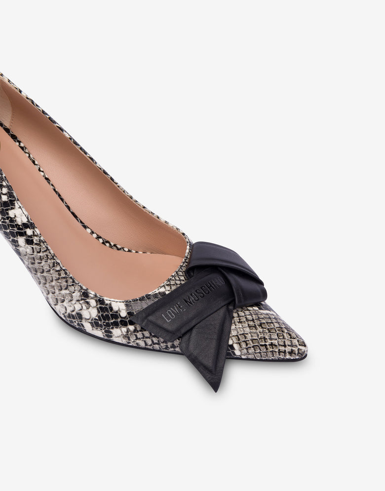 Python print calfskin pumps Grey Love Moschino 3