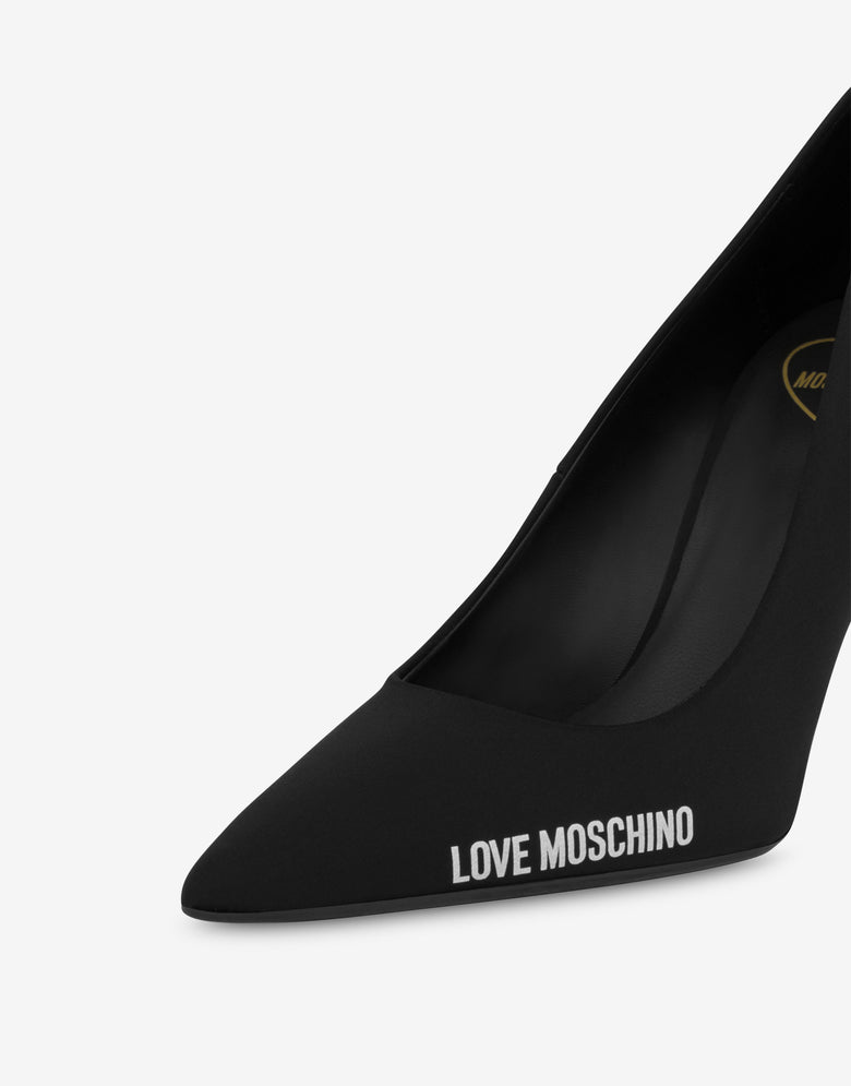 Neoprene Rubber Logo pumps Black Love Moschino 3