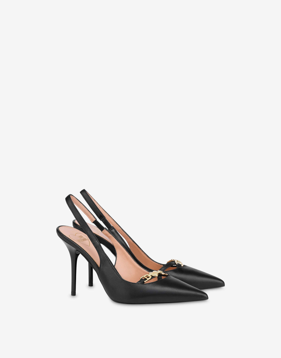 Escarpin en cuir de veau Noir Love Moschino 0