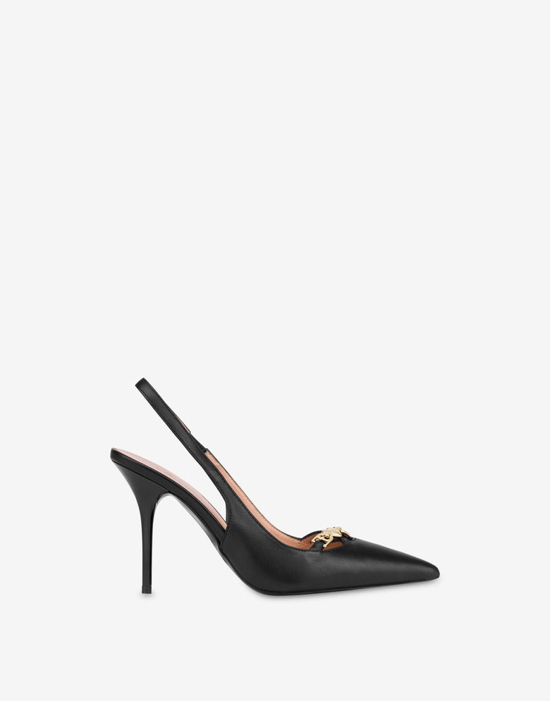 Escarpin en cuir de veau Noir Love Moschino 1