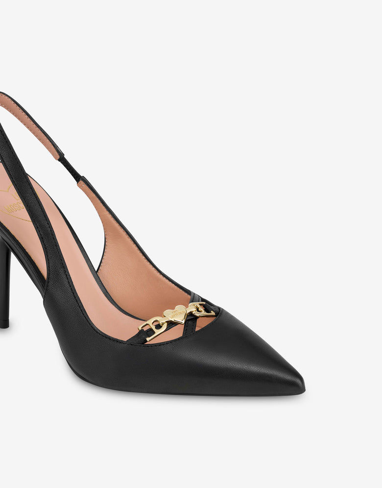 Escarpin en cuir de veau Noir Love Moschino 3