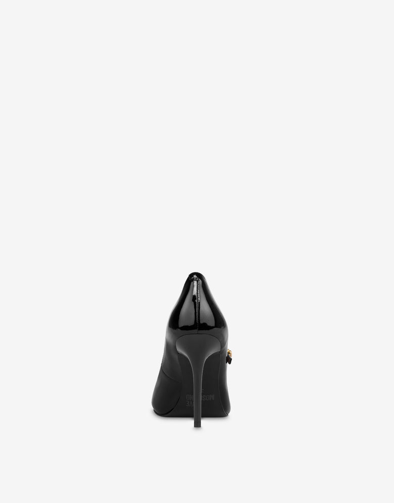 Escarpins en cuir verni Noir Love Moschino 2