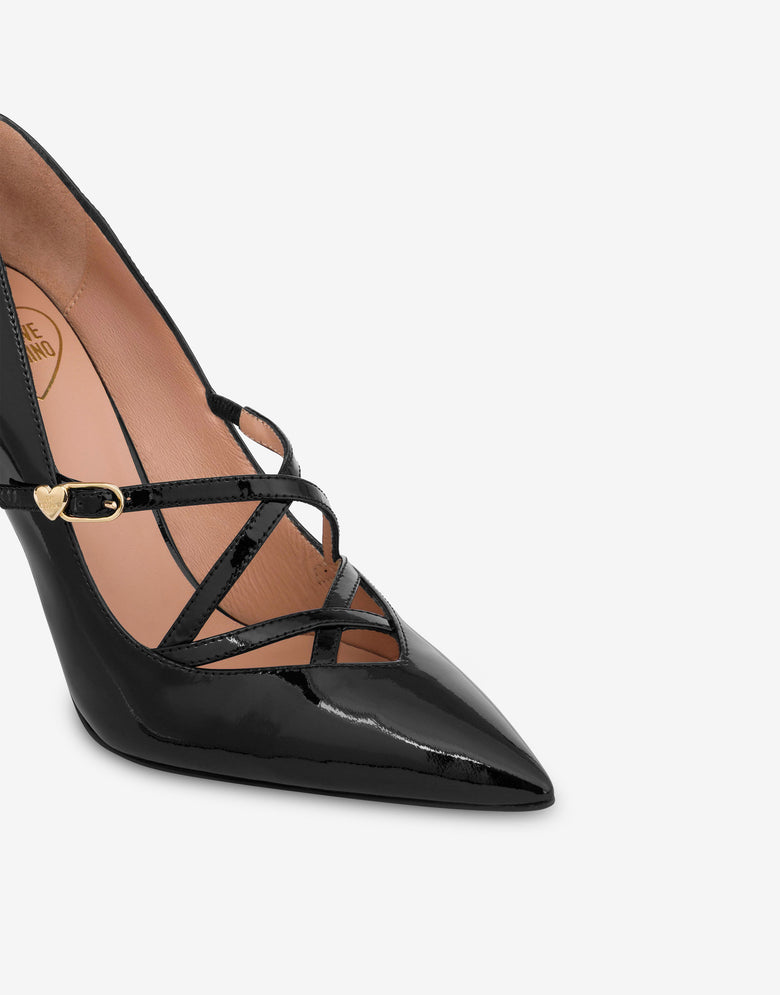 Escarpins en cuir verni Noir Love Moschino 3