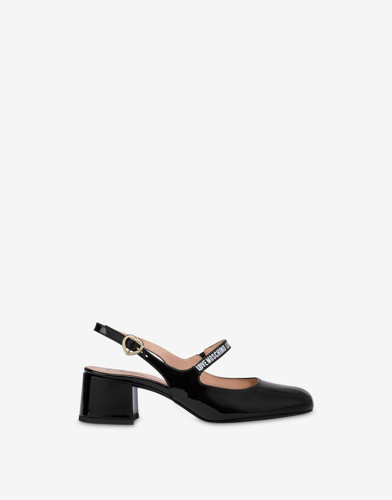 Patent leather slingback Mary Jane Black Love Moschino 1