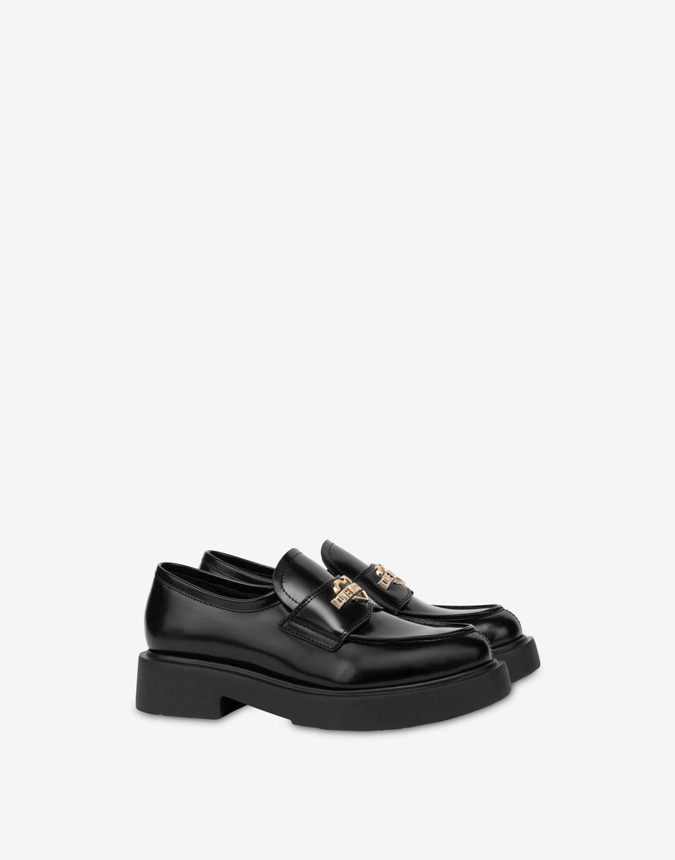 Mocassini in vitello abrasivato City Love Nero Love Moschino 0