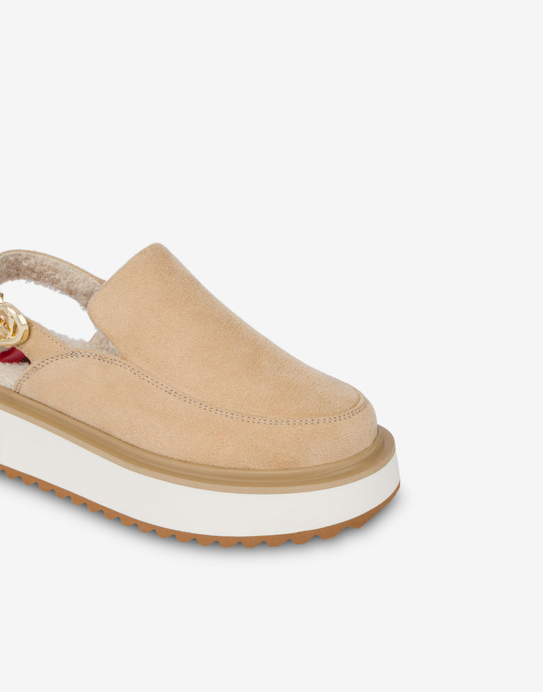 Soft fabric mules Beige Love Moschino 3