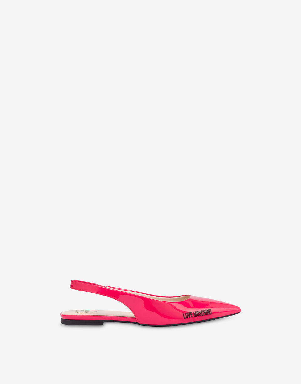 Slingbacks ballerines en vernis Rubber Logo Rouge Love Moschino 1