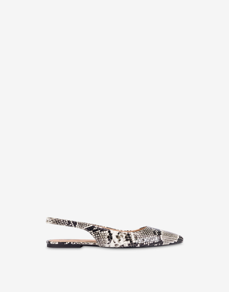 Python print calfskin slingback ballet pumps Grey Love Moschino 1