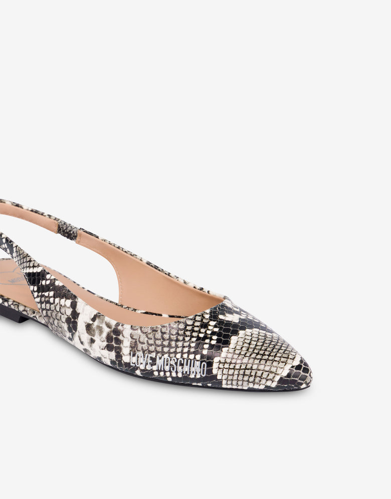 Python print calfskin slingback ballet pumps Grey Love Moschino 3