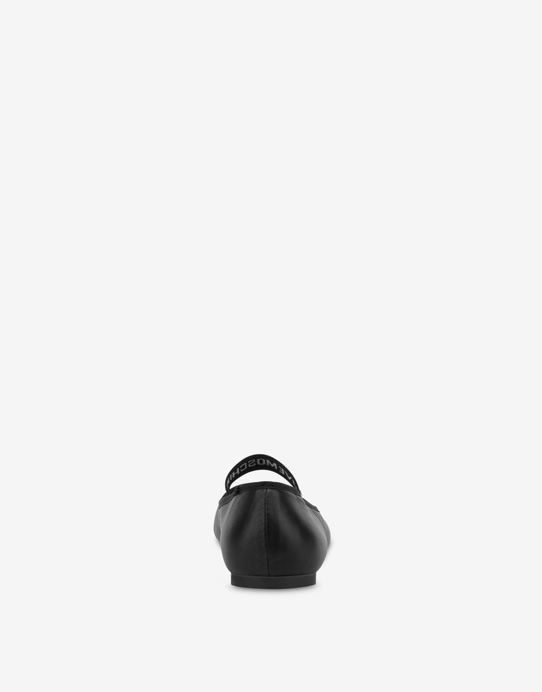 Ballerines en cuir nappa avec bande élastique logotée Noir Love Moschino 2