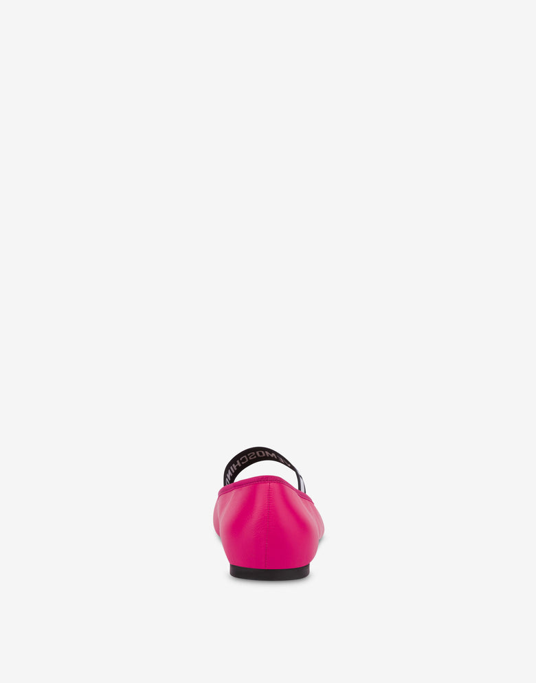 Ballerines en cuir nappa avec bande élastique logotée Fuchsia Love Moschino 2