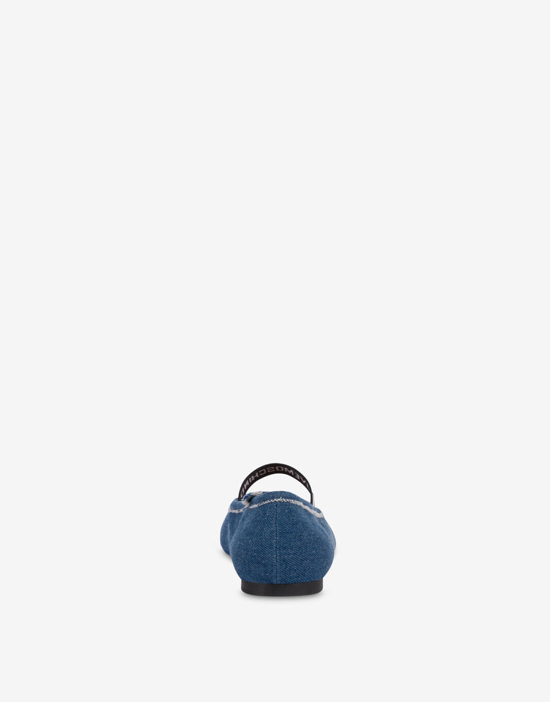Ballerines en denim avec bande élastique logotée Blue denim Love Moschino 2