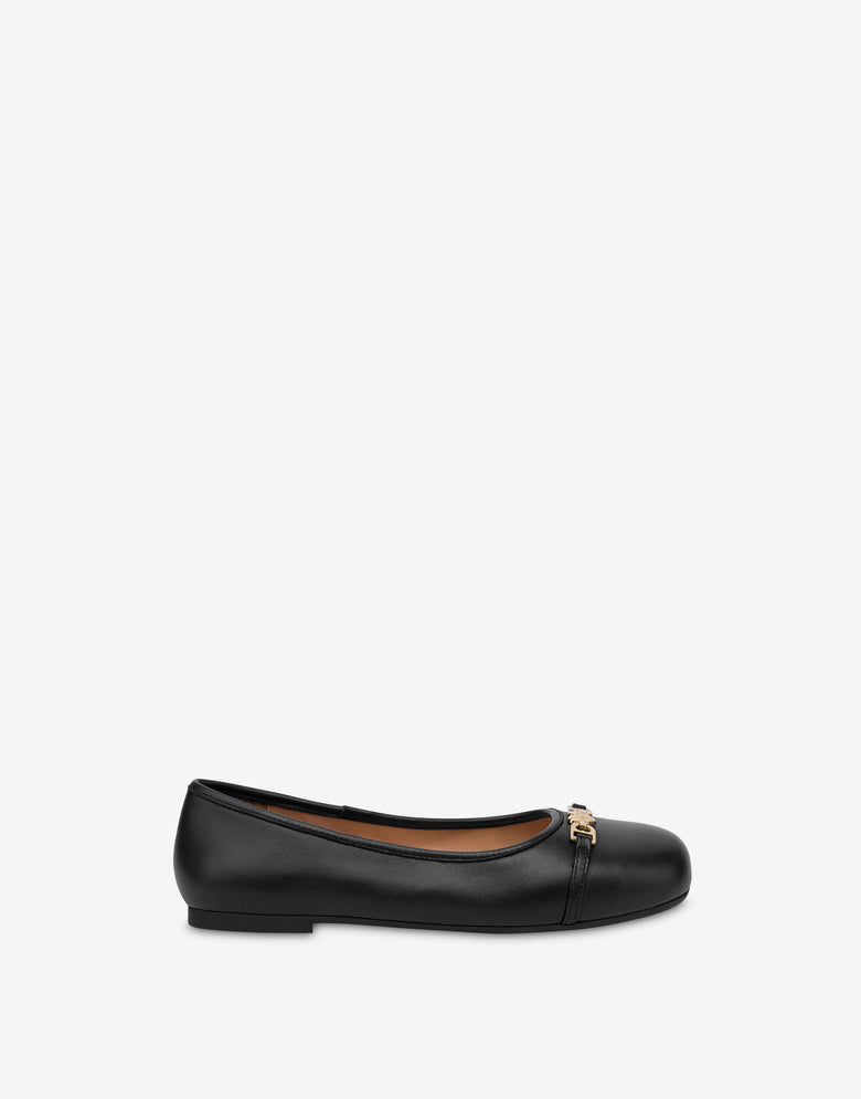 Ballerines en cuir nappa Noir Love Moschino 1