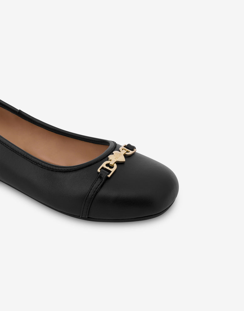 Ballerines en cuir nappa Noir Love Moschino 3