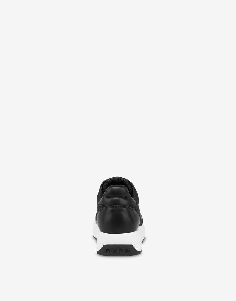 Calfskin and nylon sneakers Daily Running Black Love Moschino 2