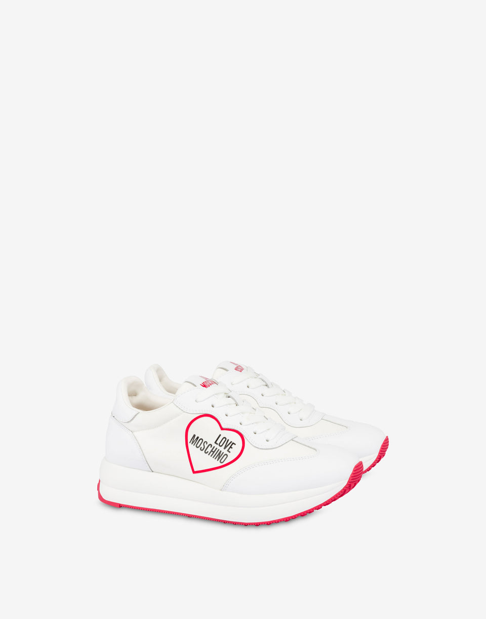 Sneakers en nylon et veau Daily Running Blanc Love Moschino 0