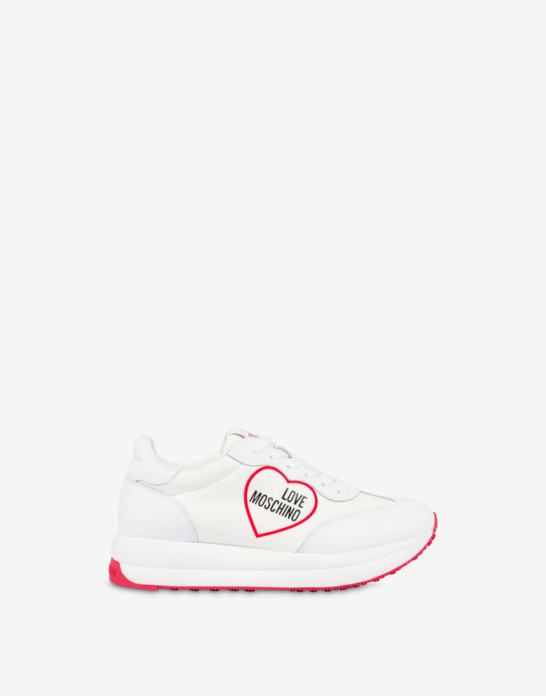 Sneakers en nylon et veau Daily Running Blanc Love Moschino 1