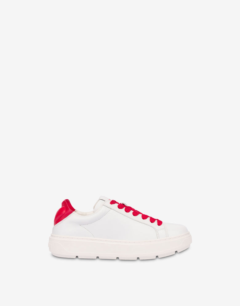 Turnschuhe aus Nappaleder und Lammfell Weiß Love Moschino 1