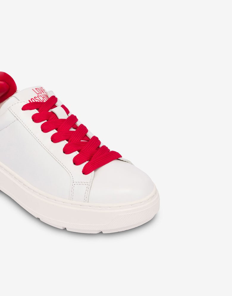 Turnschuhe aus Nappaleder und Lammfell Weiß Love Moschino 3