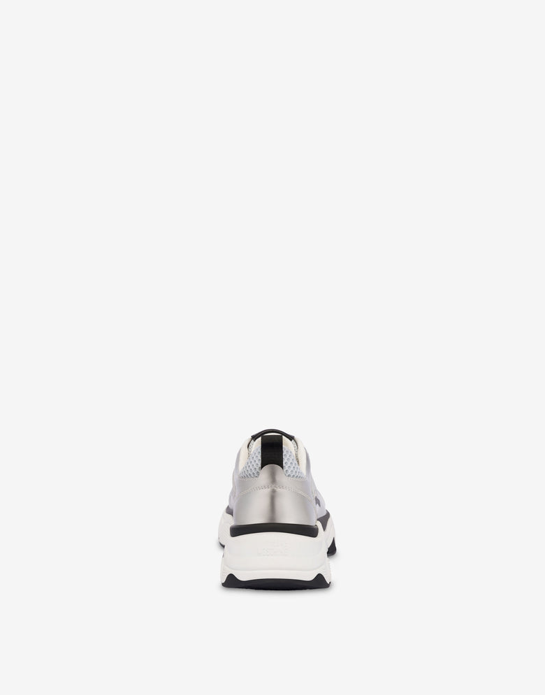 Laminate and mesh sneakers Silver Love Moschino 2