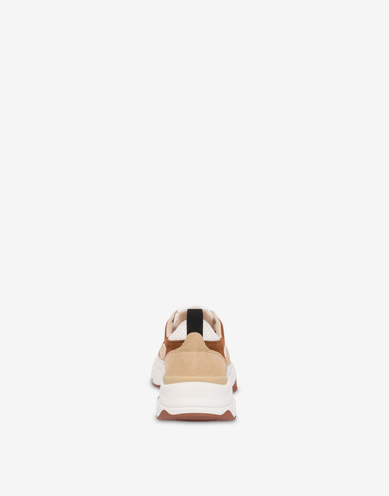 Baskets en daim et maille Marron Love Moschino 2