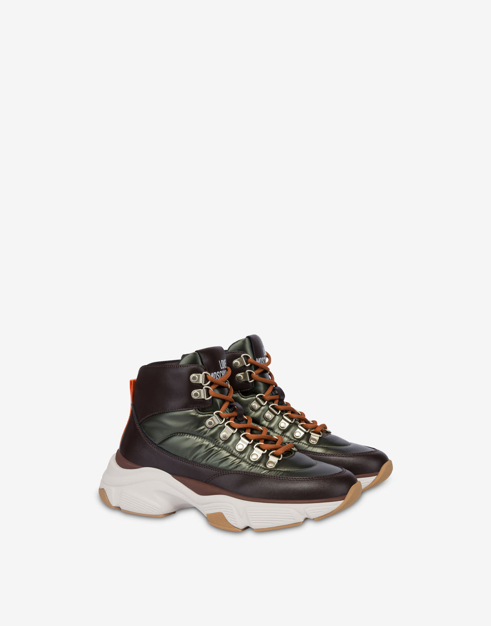 High top sneakers in calfskin and nylon  Love Moschino 0