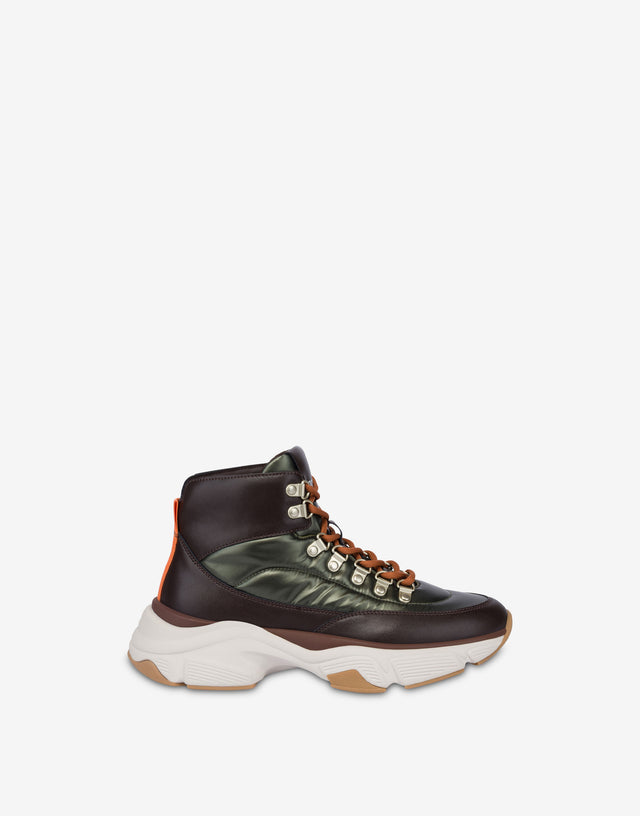 High top sneakers in calfskin and nylon  Love Moschino 1