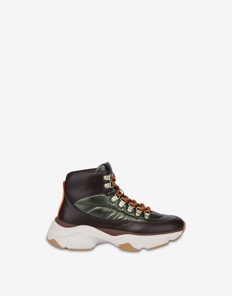 High top sneakers in calfskin and nylon  Love Moschino 1
