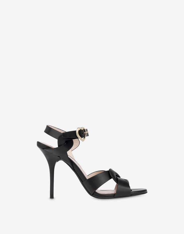 Calfskin sandals Filled Heart Black Love Moschino 1
