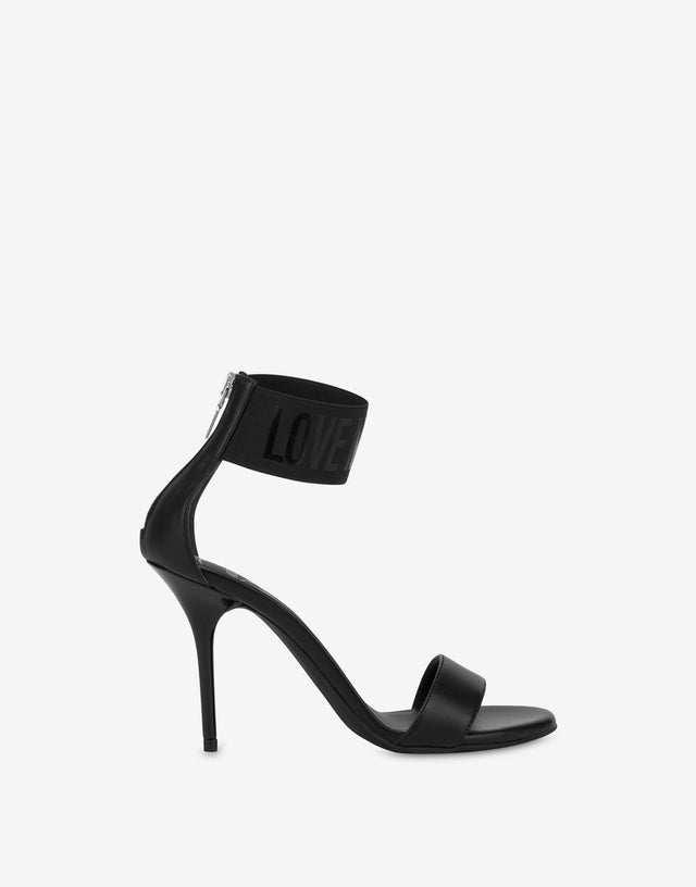 High sandals in nappa with elastic Black Love Moschino 1