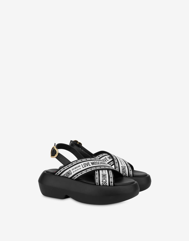Crossed sandals with chunky sole Black Love Moschino 0