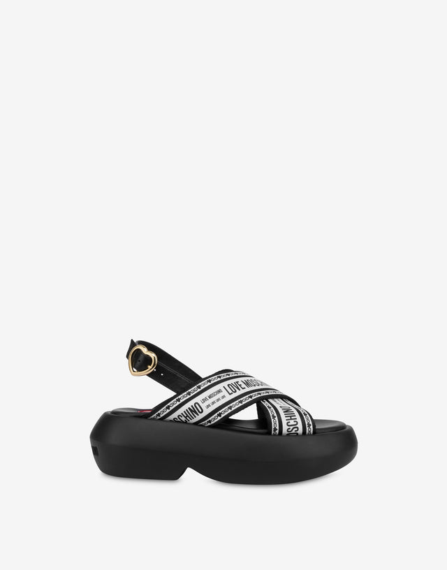 Crossed sandals with chunky sole Black Love Moschino 1