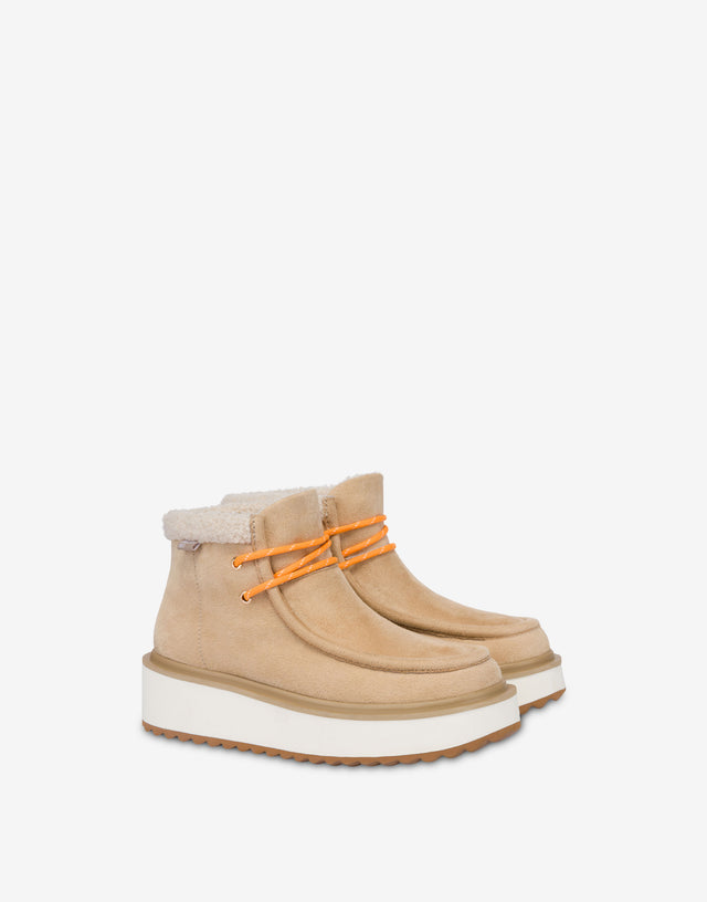 Soft fabric ankle boots Beige Love Moschino 0