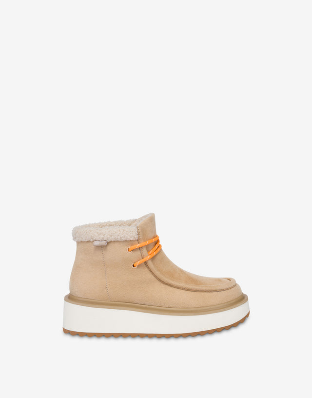 Soft fabric ankle boots Beige Love Moschino 1