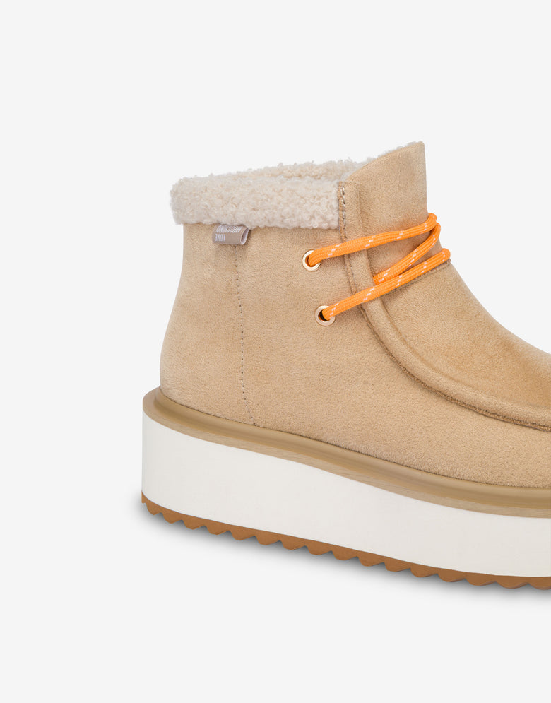 Soft fabric ankle boots Beige Love Moschino 3