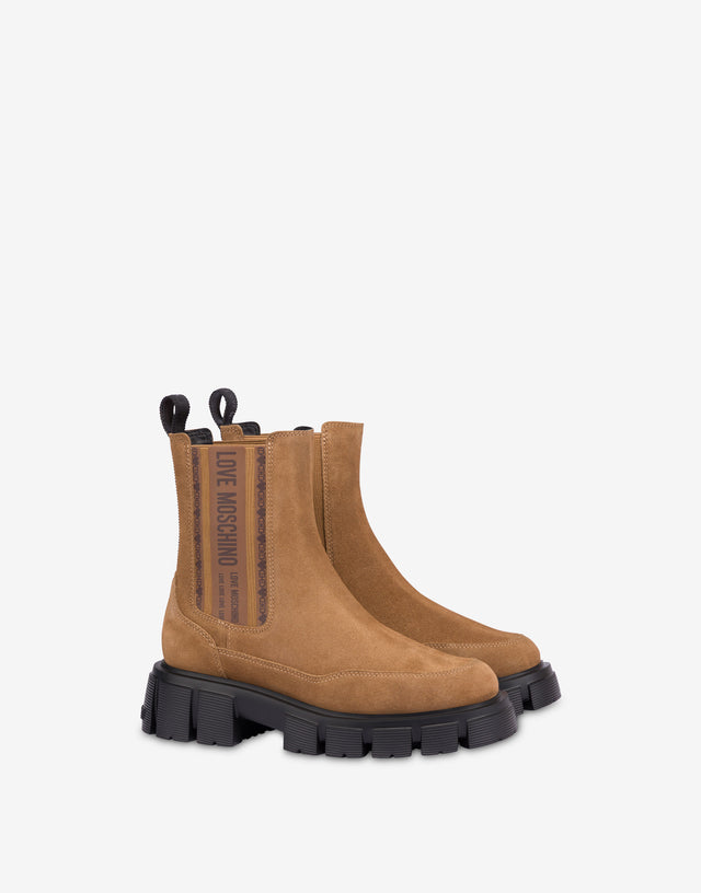 Suede ankle boots Beige Love Moschino 0