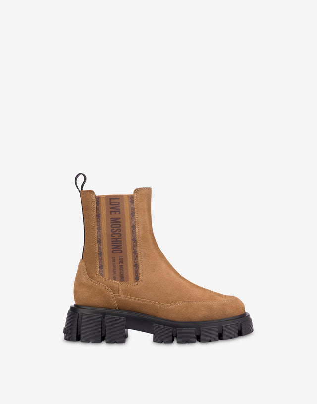 Suede ankle boots Beige Love Moschino 1
