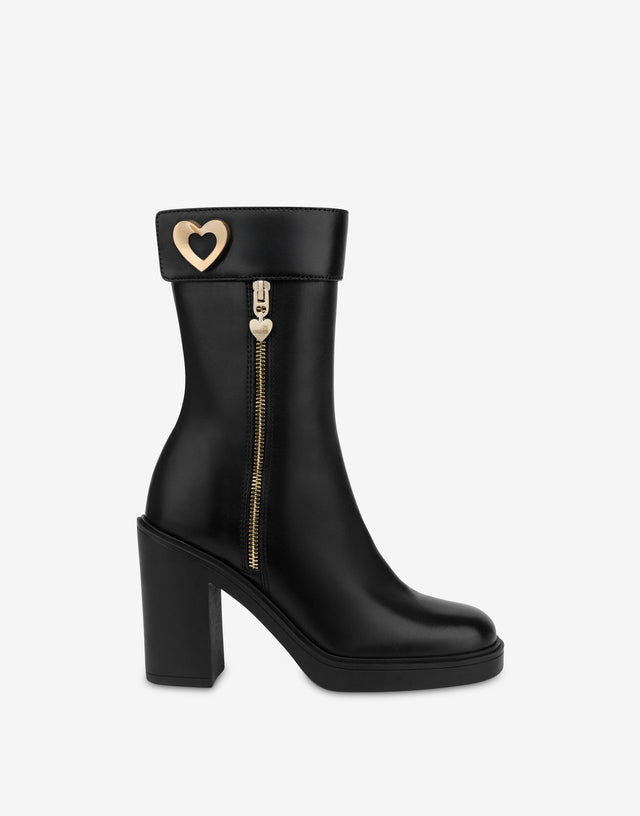 Bottines en veau Noir Love Moschino 1