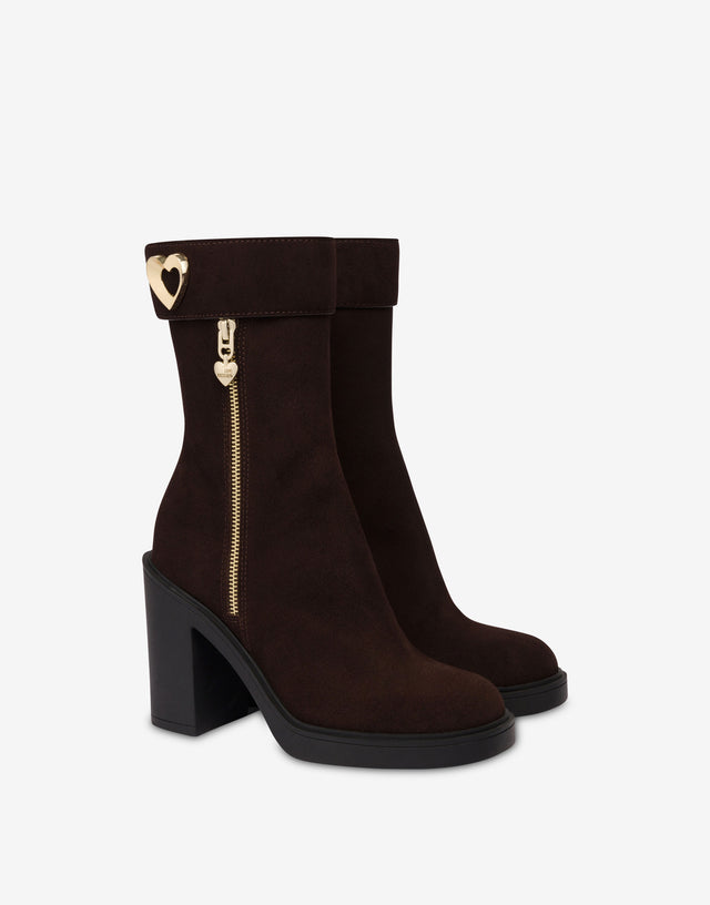 Bottines en daim Chocolat Love Moschino 0