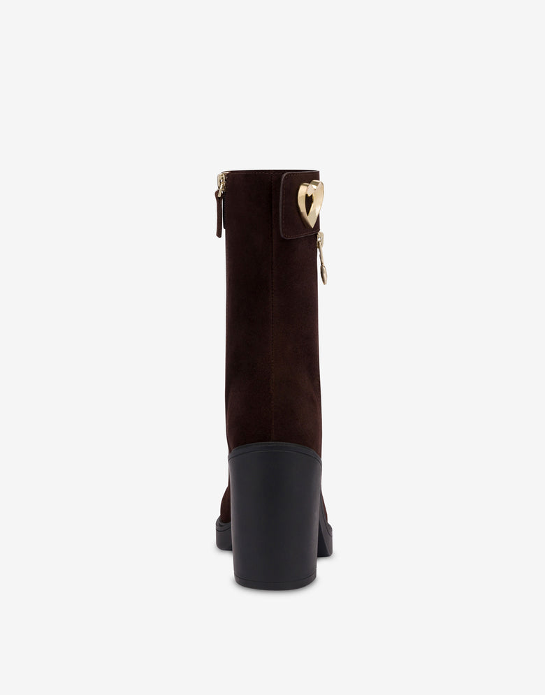 Bottines en daim Chocolat Love Moschino 2