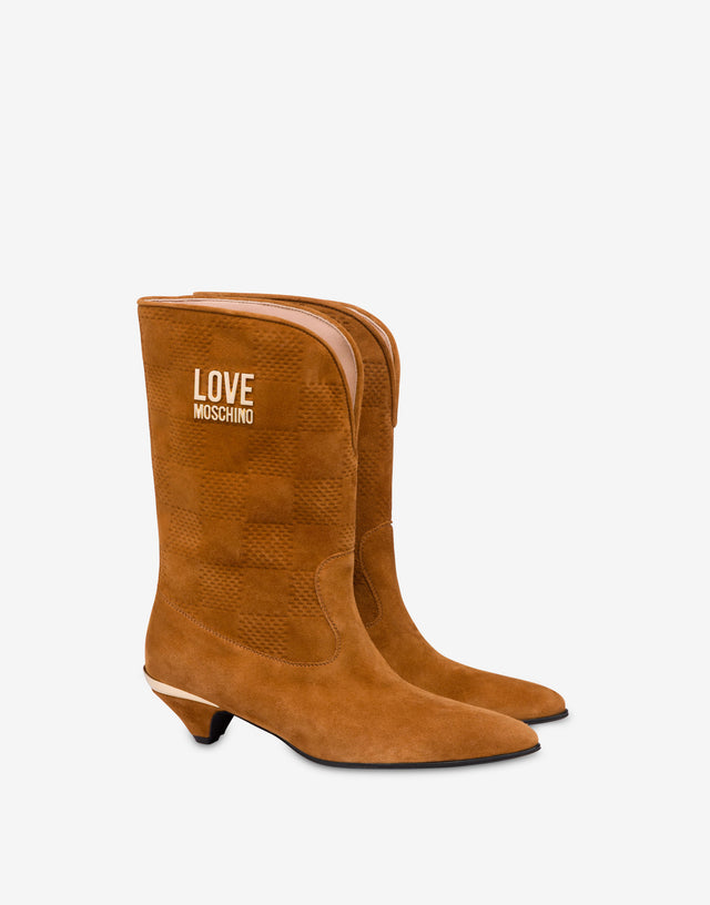 Suede ankle boots Brown Orange Love Moschino 0