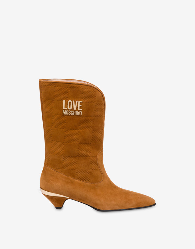 Suede ankle boots Brown Orange Love Moschino 1