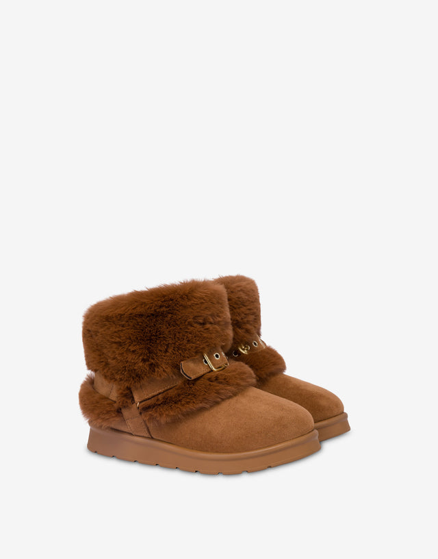 Soft fabric ankle boots Brown Orange Love Moschino 0