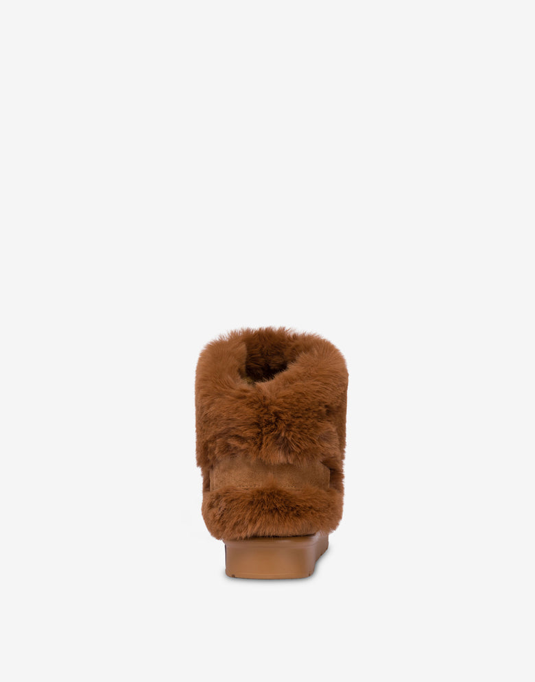 Soft fabric ankle boots Brown Orange Love Moschino 2