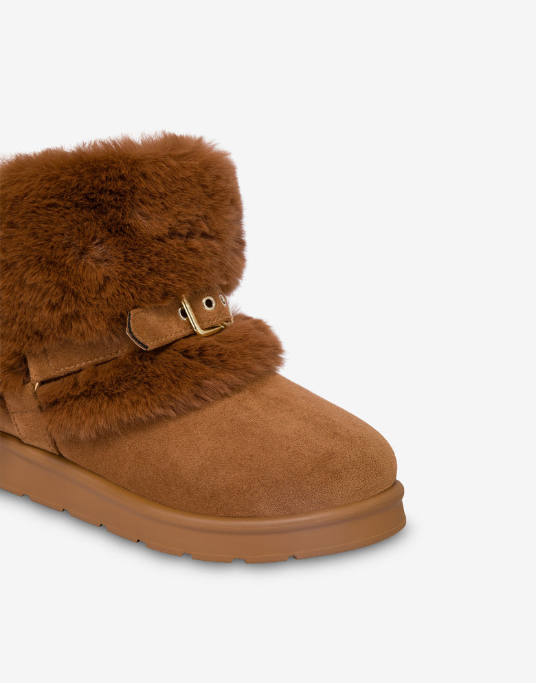 Soft fabric ankle boots Brown Orange Love Moschino 3