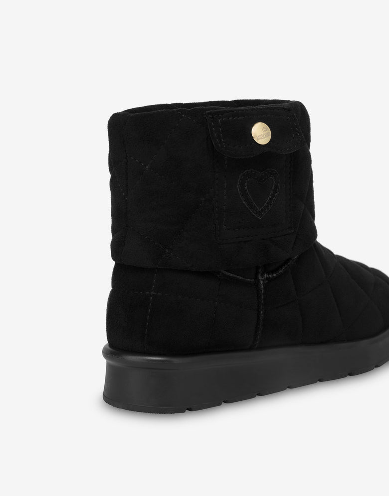 Quilted soft fabric ankle boots Black Love Moschino 3