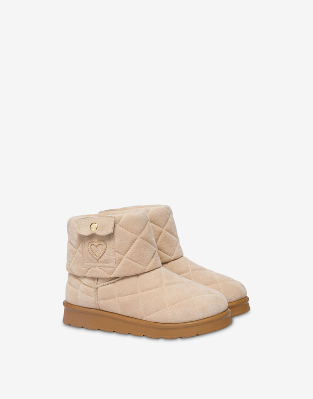 Quilted soft fabric ankle boots Beige Love Moschino 0