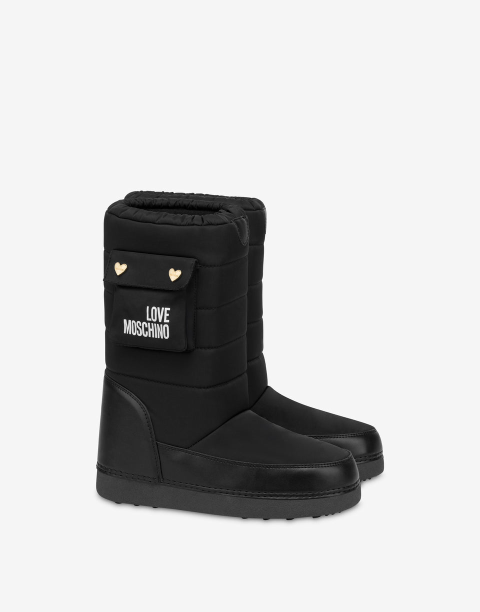 绗缝织物雪地靴 黑色 Love Moschino 0